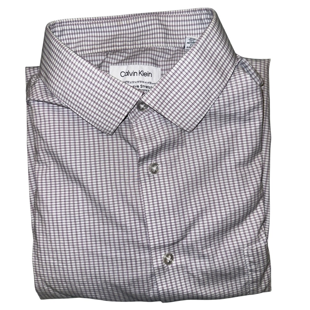 Calvin Klein Men's‎ Tech Active Stretch Dress Shirt 17.5 XL Purple